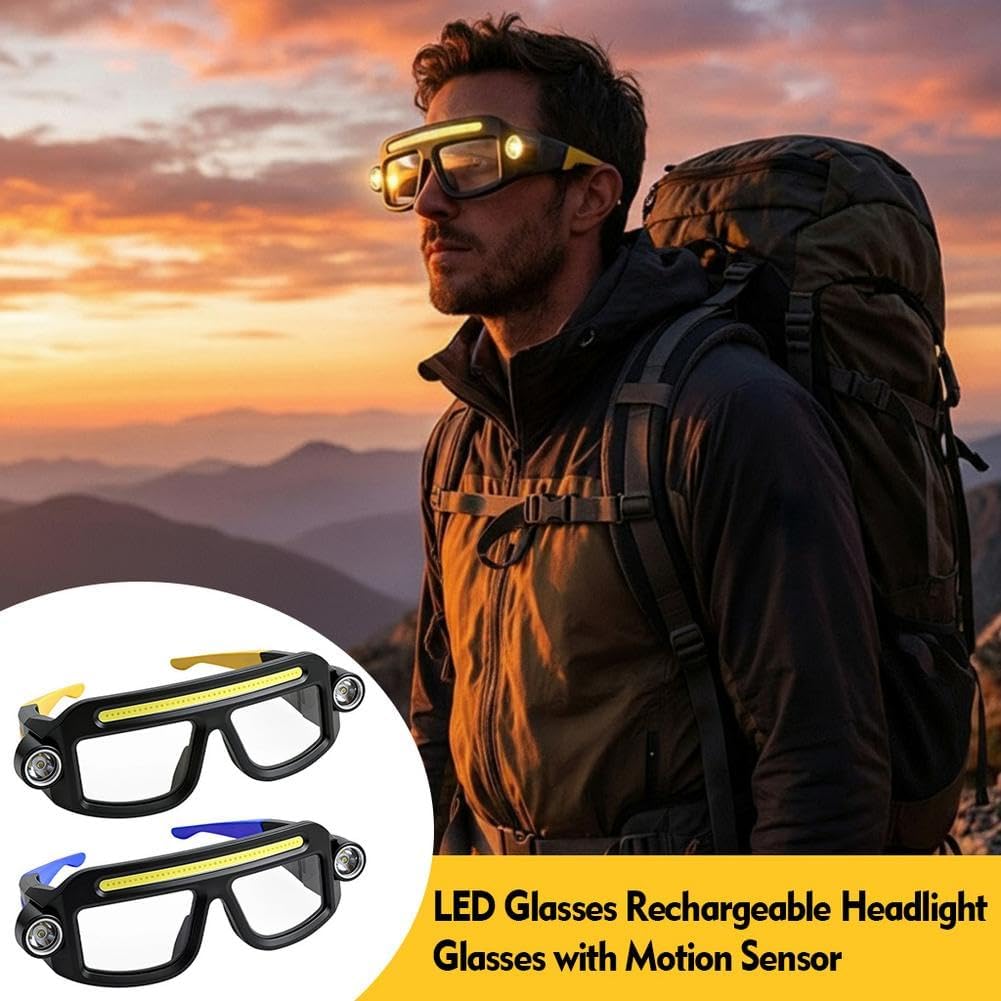Rechargeable LED Headlamp Glasses - Hand-Wave Sense, Type-C USB Charging 🕶️