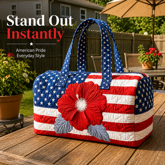 Patriotic Flag Quilted Weekender Travel Duffle Bag👜
