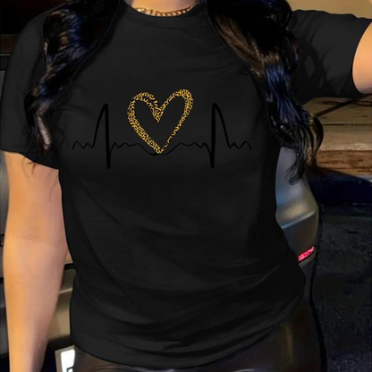 Women's Heart Graphic T-Shirt, Casual Oversized Fit Shortsleeve Top in 👕