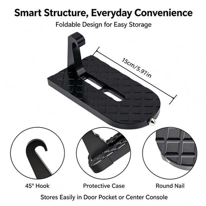 Car Door Step with Safety Hammer, Automotive Compact Anti-Slip Roof Latch Hook Ladder 🚗