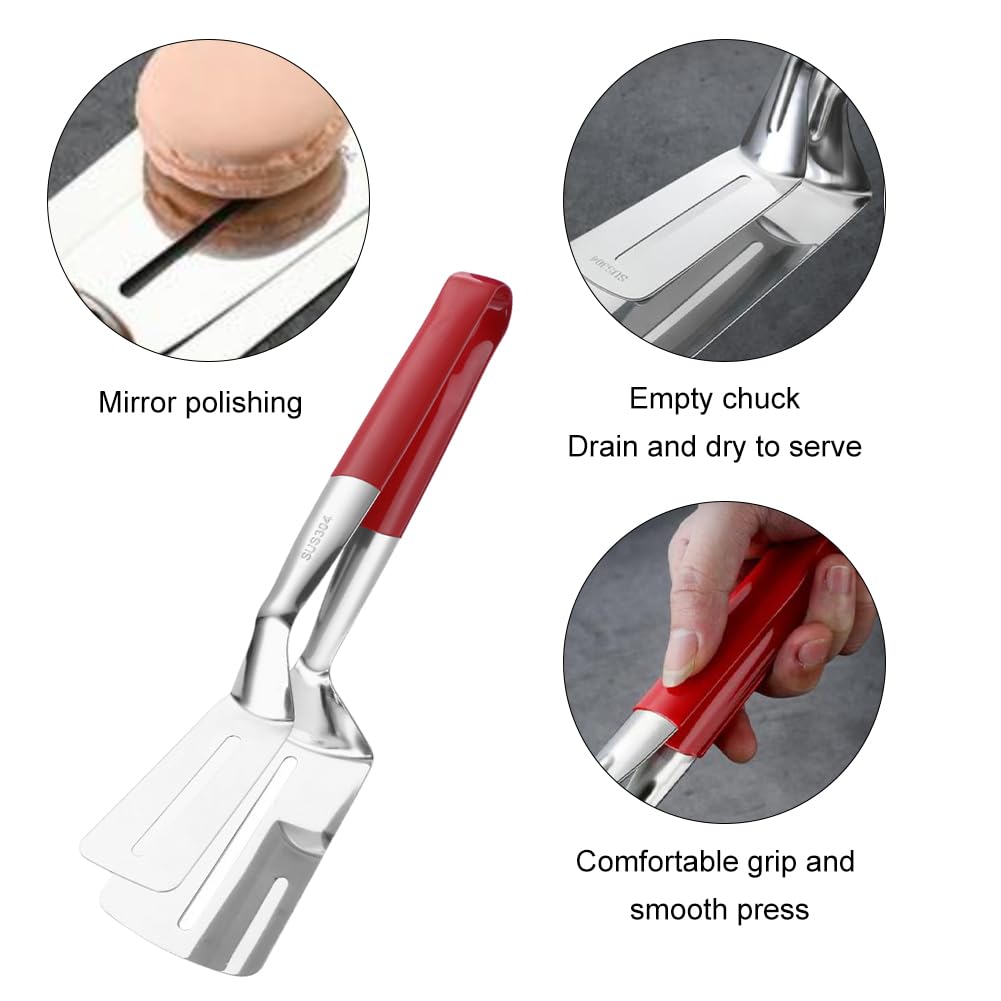 Stainless Steel Grill Clamp Spatula, Anti‑Scald Extended Handle Spatula Tongs 🍳