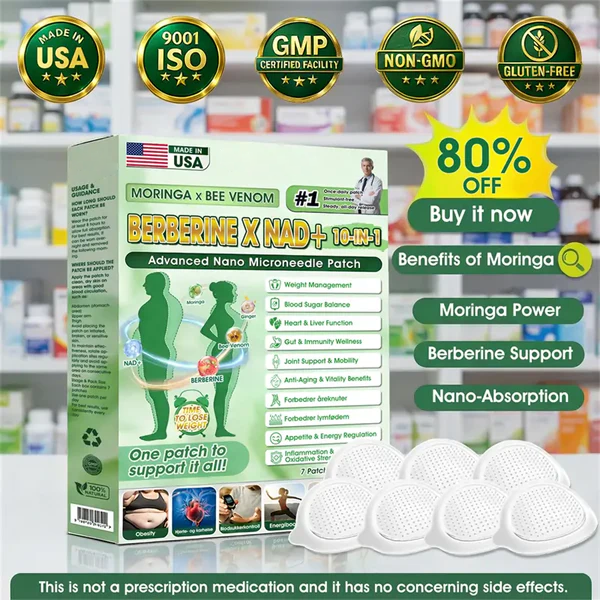 🧑⚕️🩺 Moringa · Berberine × NAD+10-in-1 Advanced Nano Microneedle Patch — Once Daily, Visible Results in 7 Days ✨