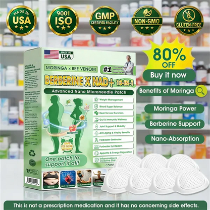🧑⚕️🩺 Moringa · Berberine × NAD+10-in-1 Advanced Nano Microneedle Patch — Once Daily, Visible Results in 7 Days ✨