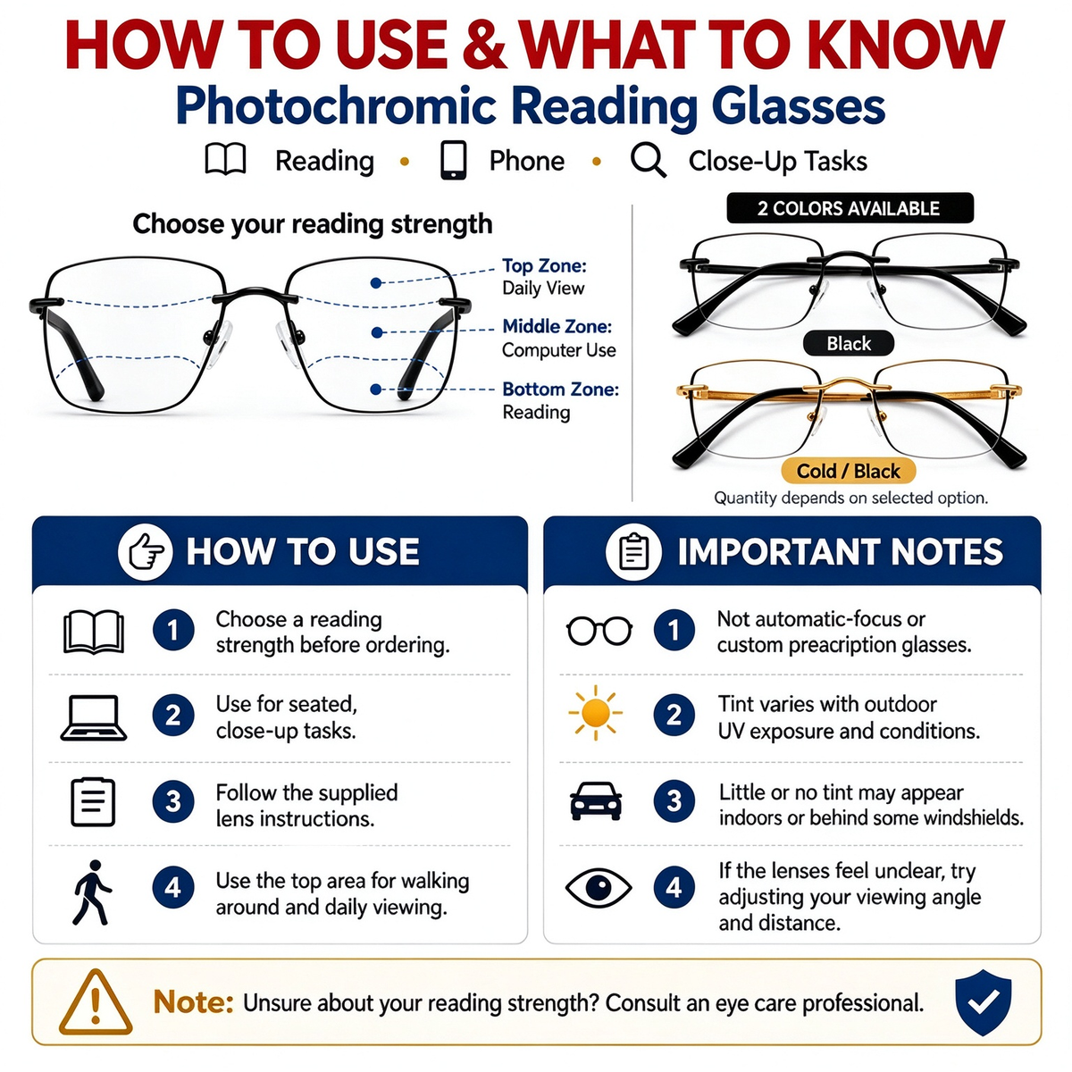 Unisex Progressive Multifocal Photochromic Reading Eyeglasses 🕶️