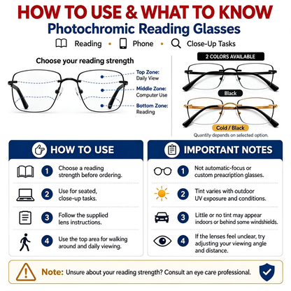 Unisex Progressive Multifocal Photochromic Reading Eyeglasses 🕶️