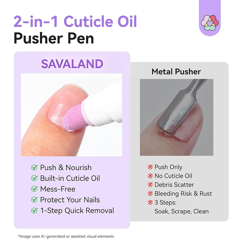 2PCS 2‑In‑1 Cuticle Remover Pen, Ceramic 45° Tip With Lemon Oil 💅