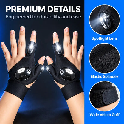 LED Finger Flashlight Gloves, Hands-Free LED Light Gloves for Fishing 🎣