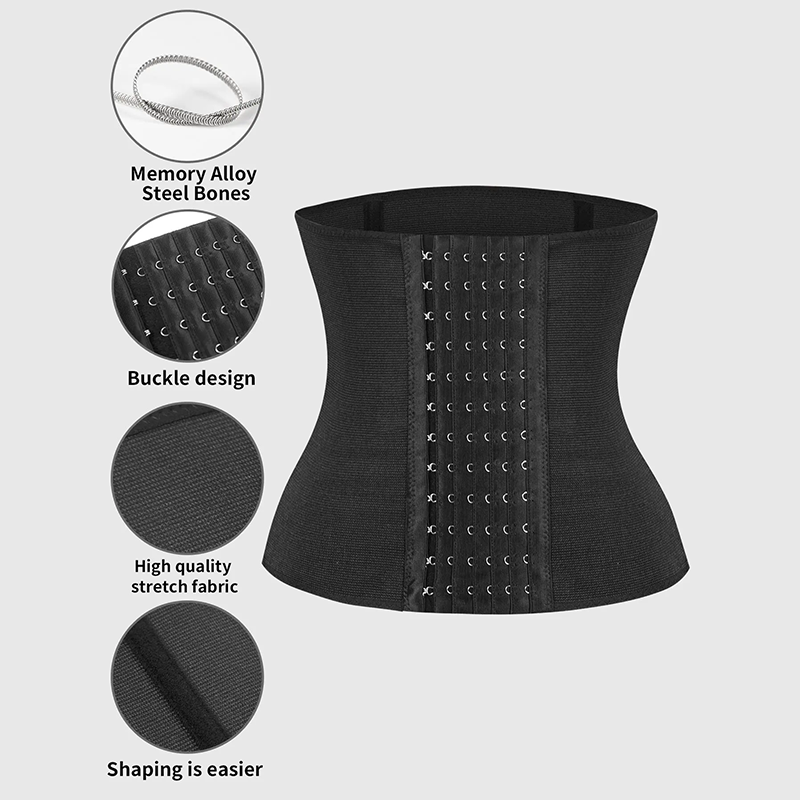 Women's Solid Color Hook & Eye Closure Waist Trainer, Adjustable Tummy Control Shaper ✨