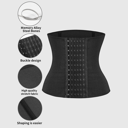 Women's Solid Color Hook & Eye Closure Waist Trainer, Adjustable Tummy Control Shaper ✨