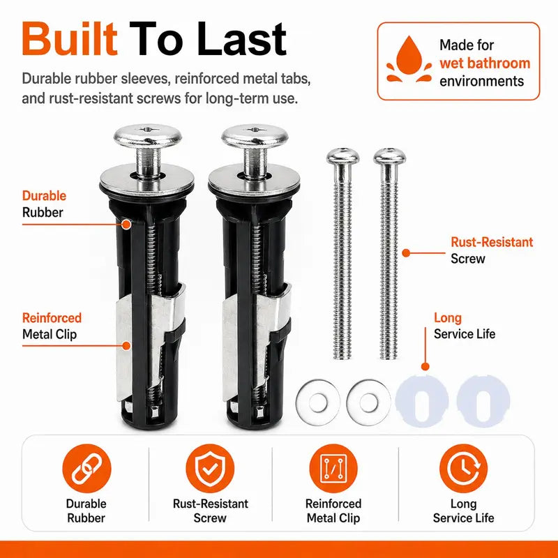2PCS Universal Toilet Seat Bolt Kit Screws, Quick Release Easy Install Toilet Seat Replacement Parts 🚽