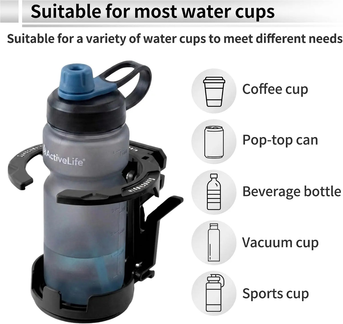 Bike Water Holder, Rotating Bottle Cage, Foldable Cup Mount Adjustable Folding Design 🚲