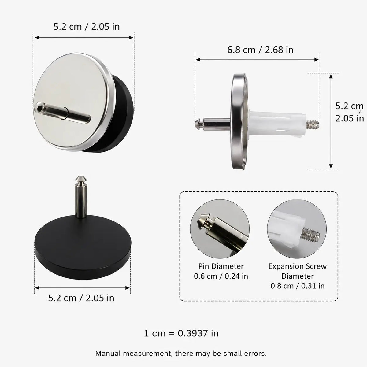 2 Counts Universal Toilet Seat Expansion Screw Bolts, Thickened Stainless Steel 🔩