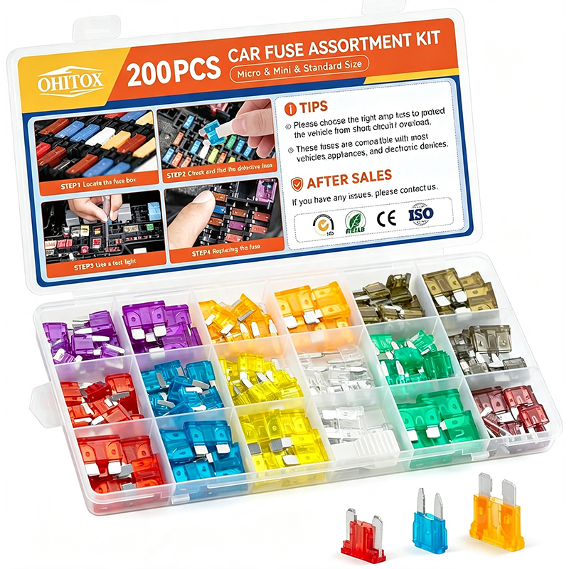 Car Fuse Assortment Kit, Mini Blade Fuses Automotive + Standard Auto Fuses + Puller🔩🚙