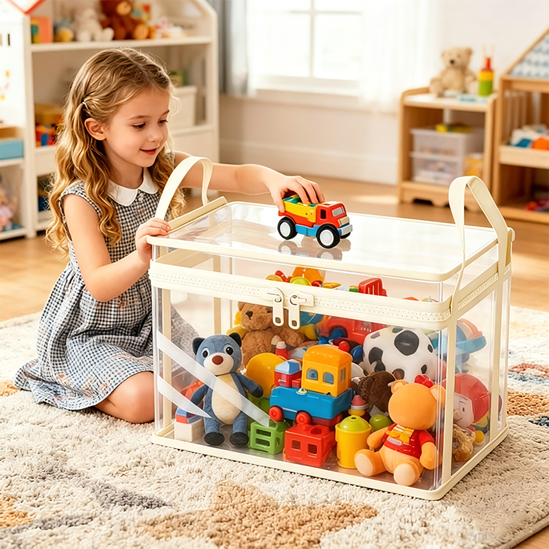 Transparent PVC Storage Box with Lid 📦 Large Capacity, Foldable
