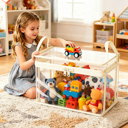 Transparent PVC Storage Box with Lid 📦 Large Capacity, Foldable