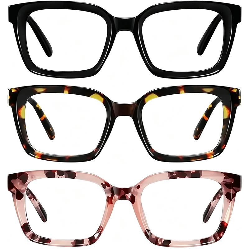 3-Pack Lightweight Tortoiseshell Square Reading Glasses for Women & Men 🕶️