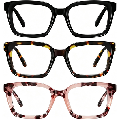 3-Pack Lightweight Tortoiseshell Square Reading Glasses for Women & Men 🕶️