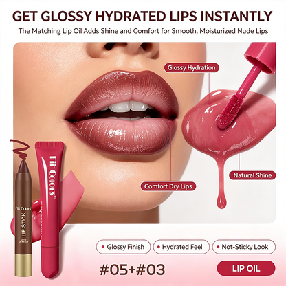 Matte Lip Liner & Moisturizing Lip Oil Cosmetic Set 💄