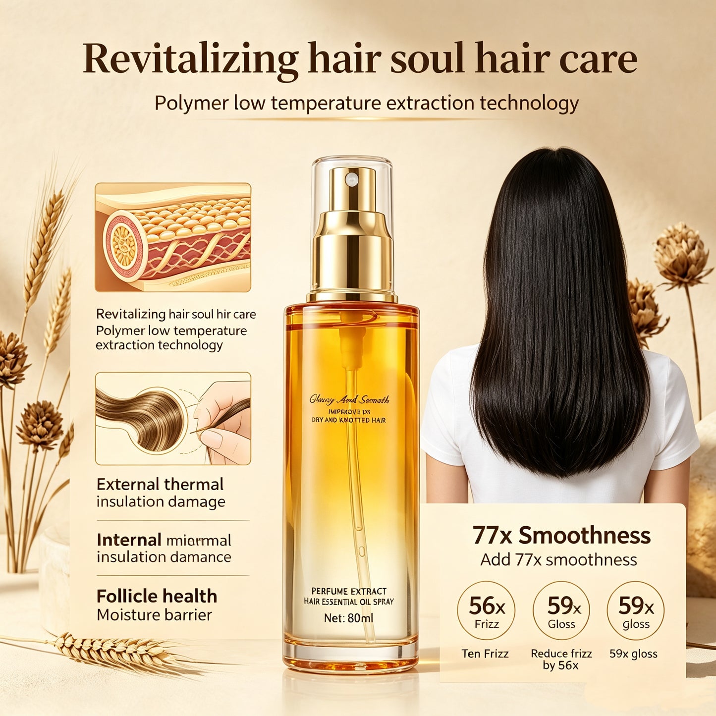 Bester Perfume Hair Essential Oil Spray | Anti-Frizz, Shine Boost Leave-In Hair Treatment✨