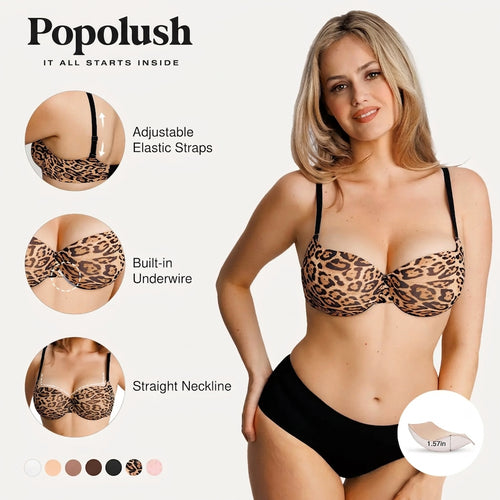 Women 2 Cups Lift Seamless Push Up Underwire T-Shirt Bra ✨