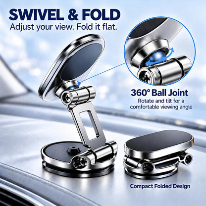 Foldable 360° Rotatable Metal Magnetic Car Phone Holder 🧲