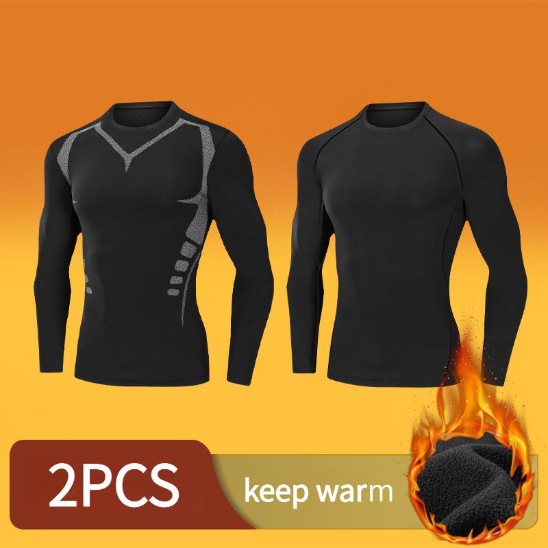 Men's Thermal Underwear Set - Long Sleeve T-Shirt & Pants with "WARM" Print 🔥