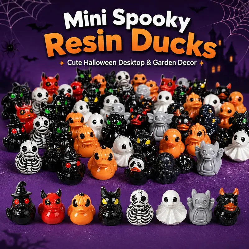 Mini Devil Ghost Skull Resin Ducks, Cute Spooky Desktop Decor, Creative Desktop Ornament🎃