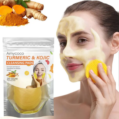 Turmeric & Kojic Acid Cleansing Pads, Gentle Deep Clean Soft Texture Facial Skincare Pads 20pcs🍯