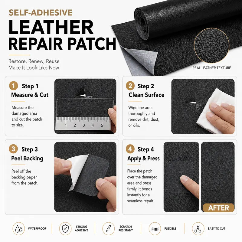 20*54 Inch Self-Adhesive Leather Sticker Patch Cuttable Sofa Repair ✨