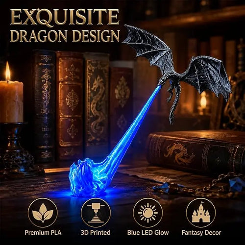 Dragon Flame Book Nook with Light | 3D Printed Mystical Dragon Bookshelf Decor🐉