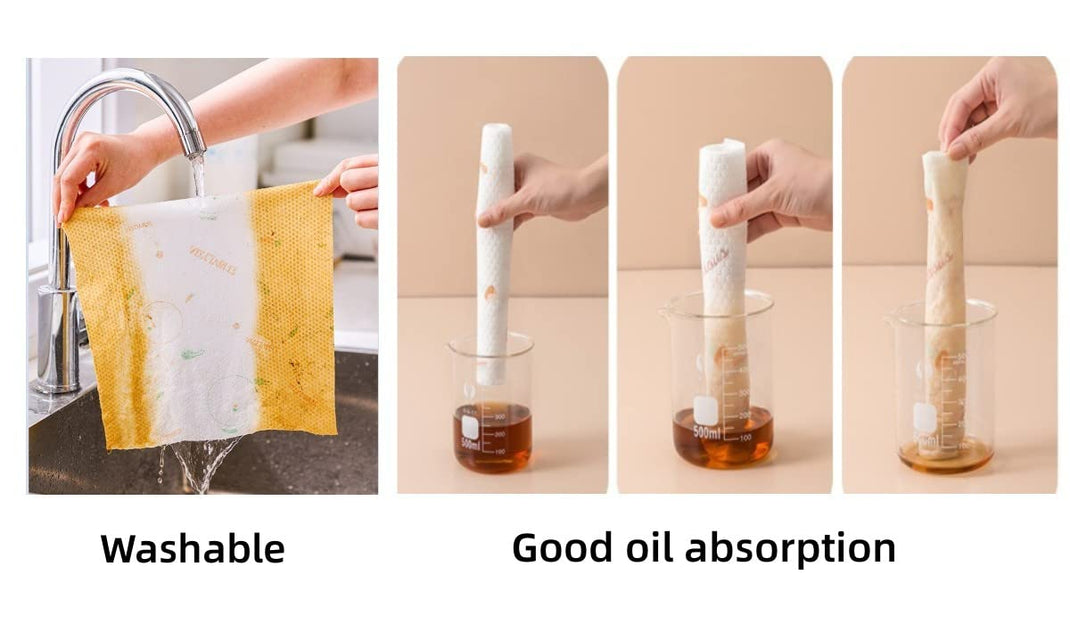 Reusable kitchen cleaning cloth care illustration