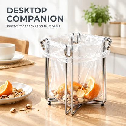 Easy to Disposal, Just Hook the Trash Bag, Foldable 304 Stainless Steel Trash Bag Holder🗑️