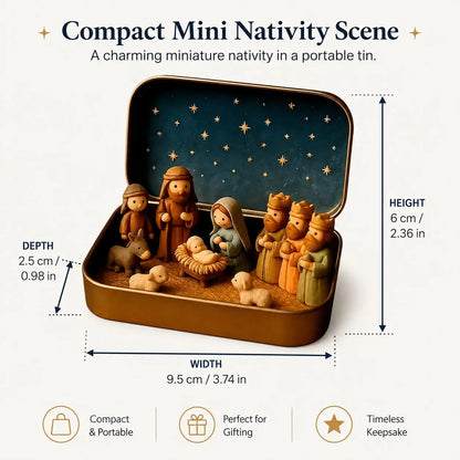 Religious Pocket-Size Mini Nativity Scene Set with Storage Box⛪