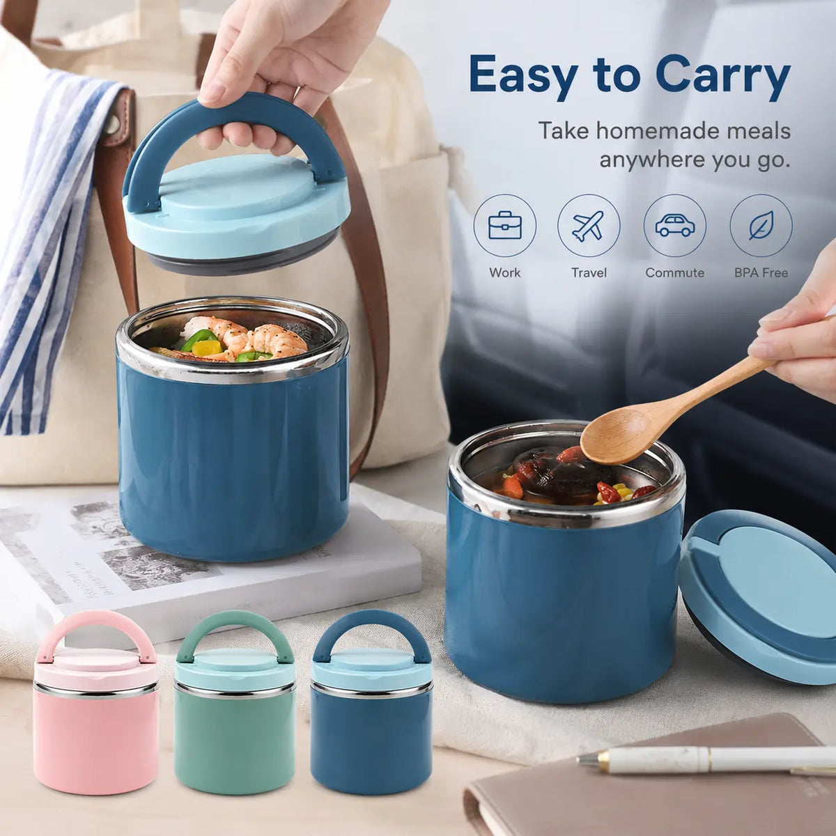 Stainless Steel Bento Style Boxed Lunch Box with Handle🍱