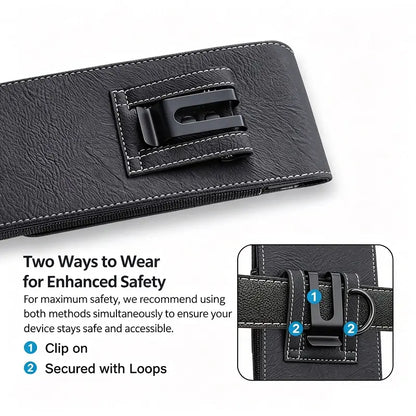 Men's Waist Phone Pouch with Card Slot, Magnetic Lock & Metal Belt Clip📱