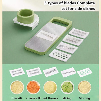 The Perfect Kitchen Gift: 5-in-1 Vegetable Cutter & Cheese Grater with Safety Features - Stainless Steel✨