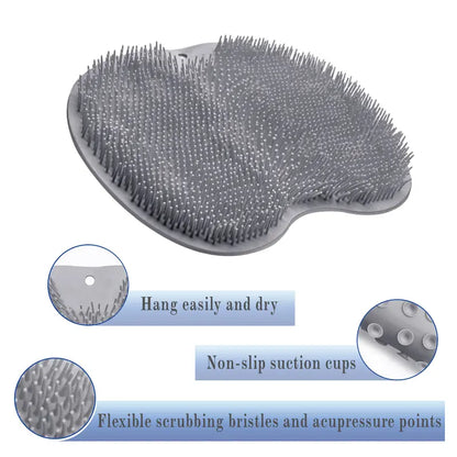 Back & Feet Cleaning Mat,Silicone Shower Foot Scrubber Pad,Shower Massage Soft Bristles Exfoliating Scrubber 🦶