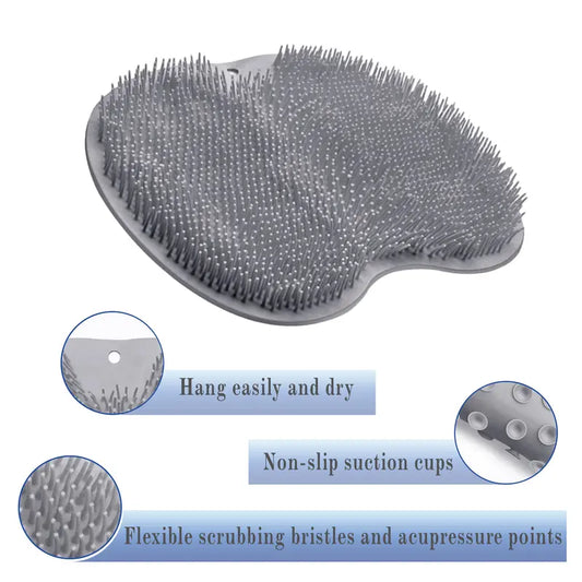 Back & Feet Cleaning Mat,Silicone Shower Foot Scrubber Pad,Shower Massage Soft Bristles Exfoliating Scrubber 🦶