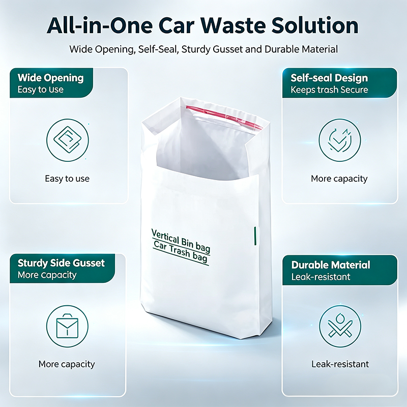 20 Counts Car Trash Bag, Self-Adhesive Vertical Disposable Cleaning Bag 🗑️