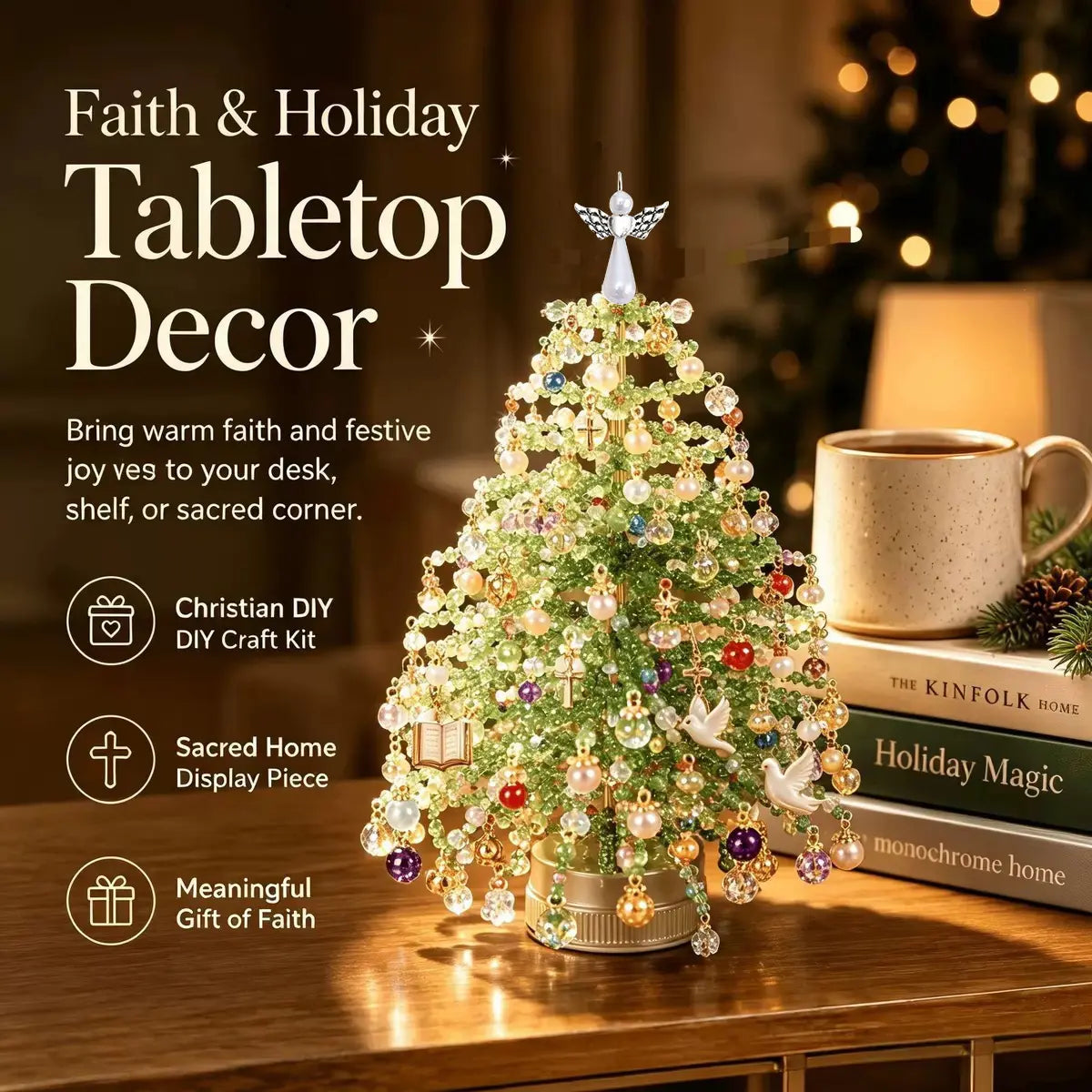 DIY Beaded Christmas Tree Kit, Hand‑Made Mini Crystal Bead Xmas Tree Craft Set 🎄