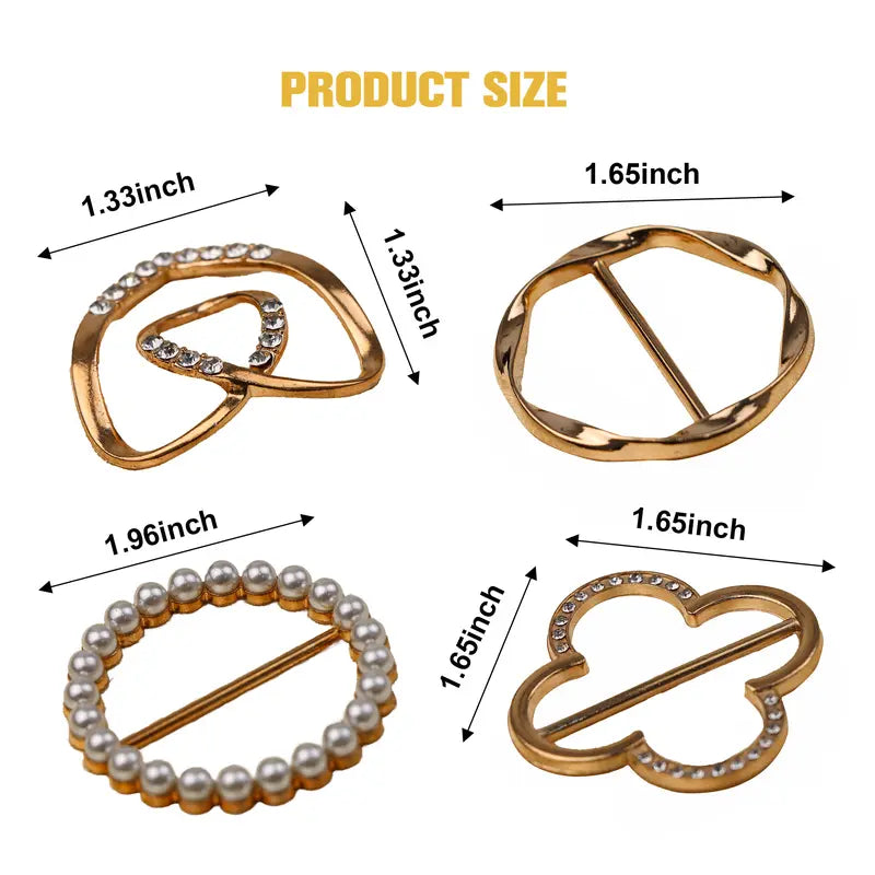 4 Counts Women's Fashion Metal Shirt Clips, Shape-Including Round and Heart Designs 🧷