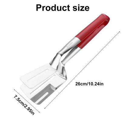 Stainless Steel Grill Clamp Spatula, Anti‑Scald Extended Handle Spatula Tongs 🍳