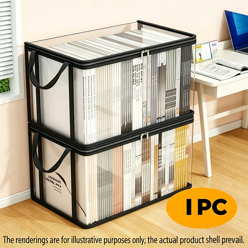 Transparent PVC Storage Box with Lid 📦 Large Capacity, Foldable