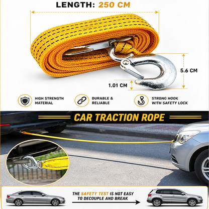 Car Tow Strap - 4m Length, 5-Ton Double-Layer Thick Off-Road Towing Recovery Strap 🚙