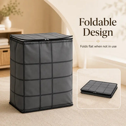 Spacious Foldable Fabric Zippered Storage Bin for Moving & Bedroom Closet📦