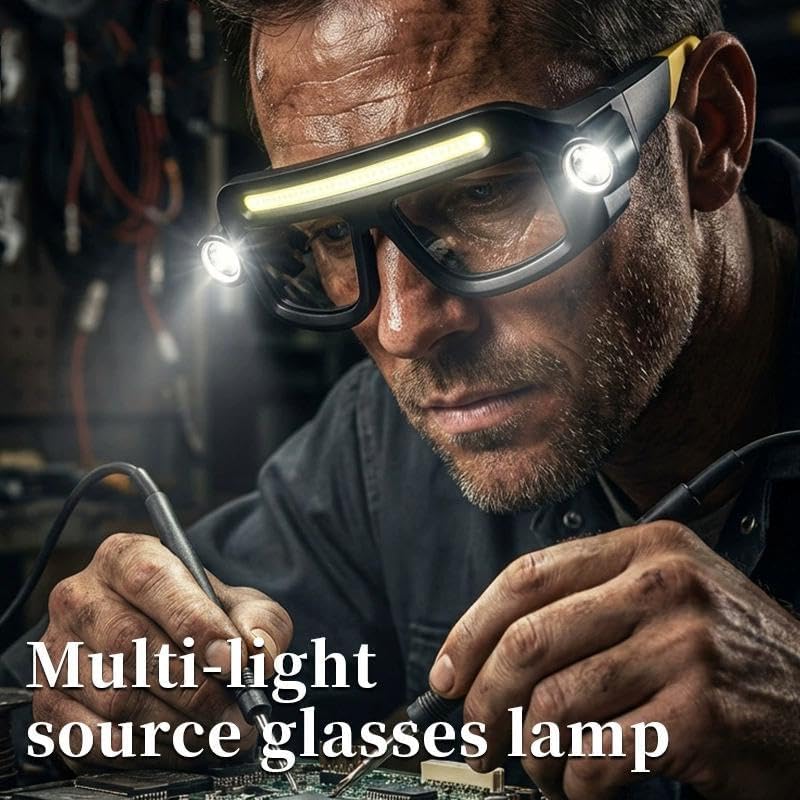 Rechargeable LED Headlamp Glasses - Hand-Wave Sense, Type-C USB Charging 🕶️