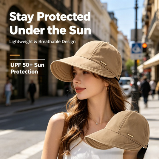 UPF50+ Ponytail Sun Hat Wide Brim Lightweight Adjustable Outdoor UV Protection Bucket Cap☀️