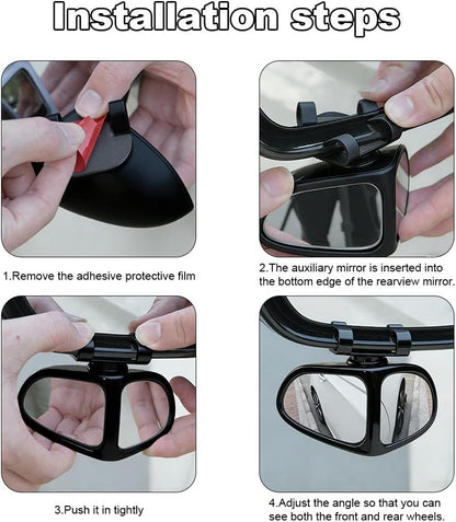 360° Rotatable Dual‑Lens Real Glass Car Blind Spot Mirror🚗🔍