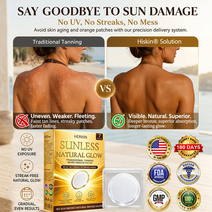Sun-Free Micro-Needle Tanning Patches, Natural Even Bronze Tan, No Streaks & Orange Tone🧴