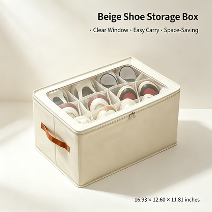 Foldable Shoe Organizer for Closet with Clear Cover, Large Stackable Shoe Storage Box✨
